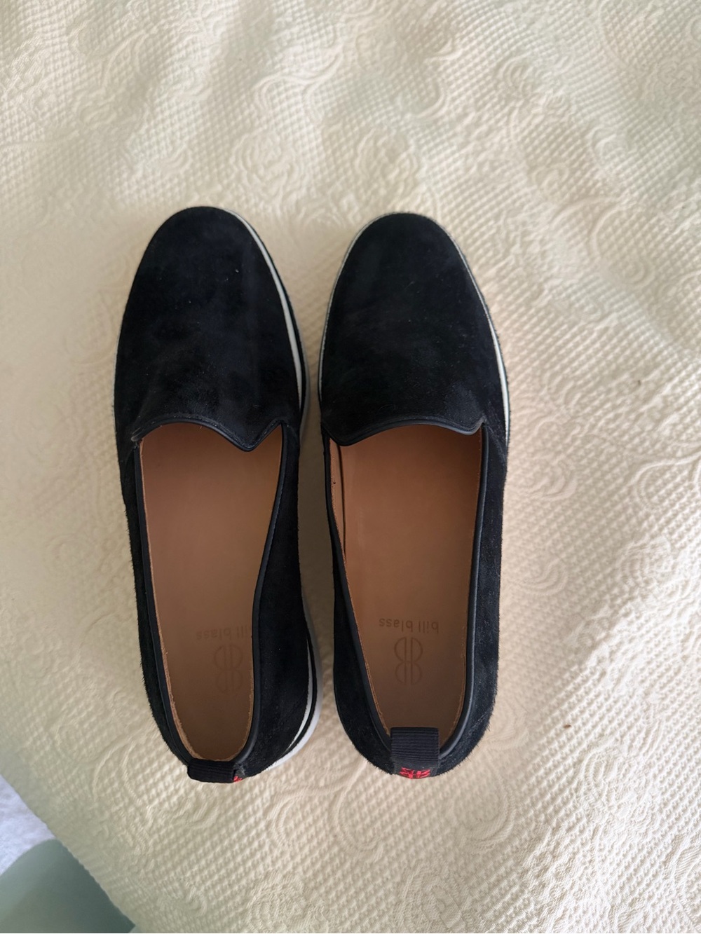 bill blass Black Suede Slip-On Sneakers with White Platform